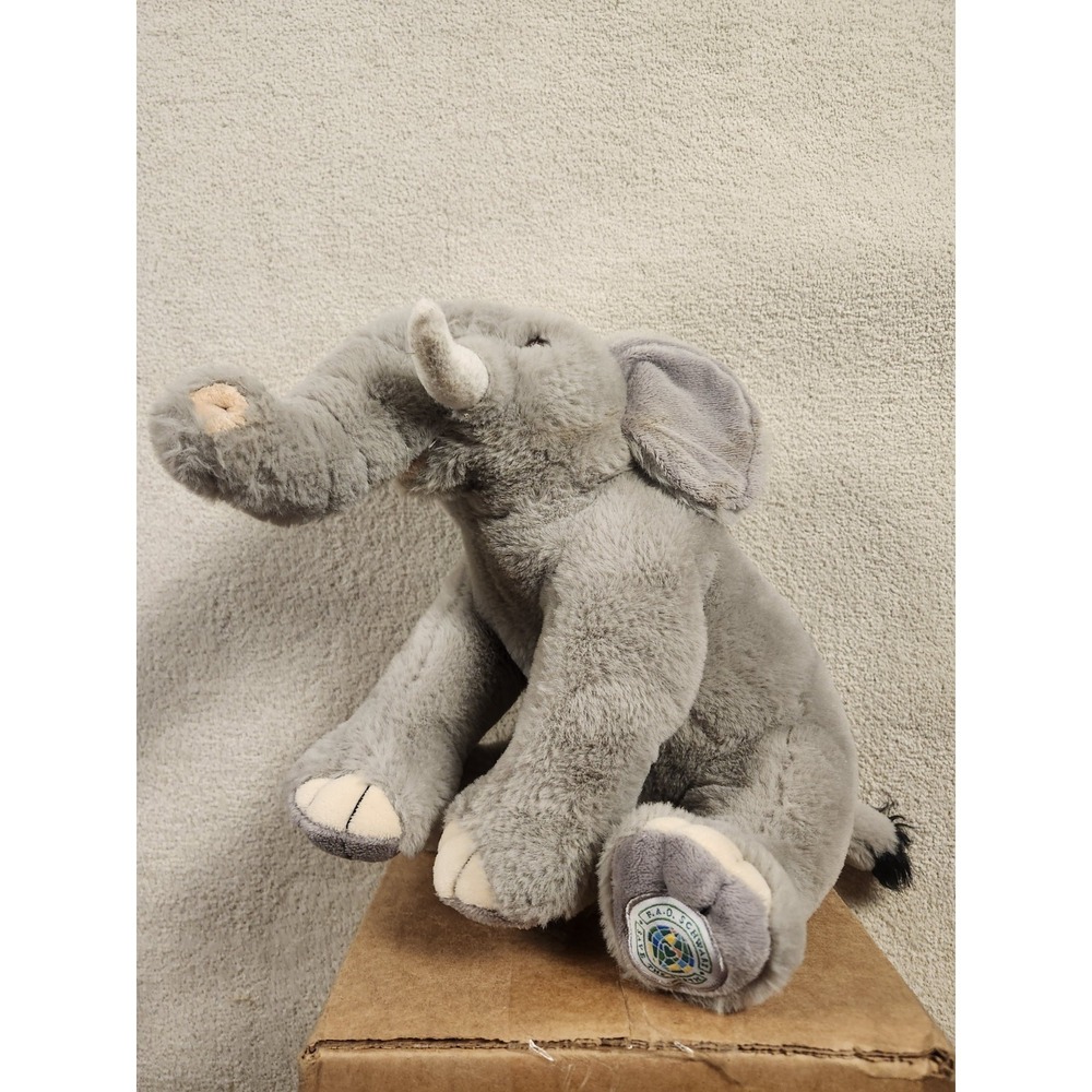 FAO Schwarz Plush Elephant Gray Stuffed Animal 16" Soft Toy Save The Earth